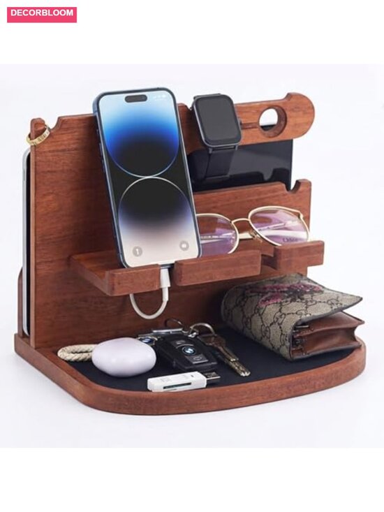 Other - Wood Phone Docking Station Nightstand Watch Key Organizer Desk